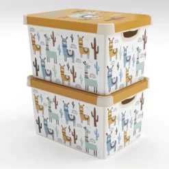 Curver Stockholm Llama Plastic Deco Storage Box - Multi-Coloured - 22L -Deals Furniture Store 12824053 2554832983038804