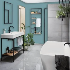 Homebase Bathroom Mid Sheen Paint - Peacock Blue 2.5L -Deals Furniture Store 12832698 1364832985947967