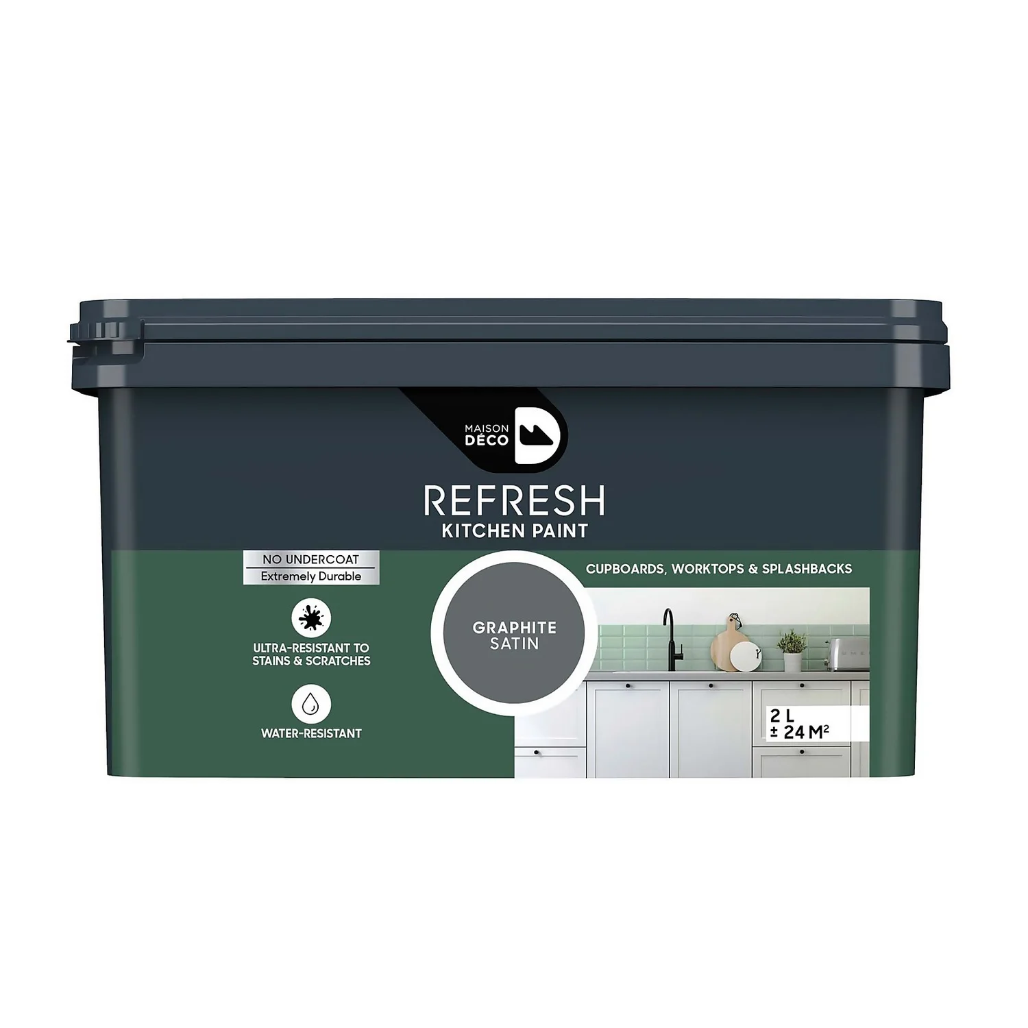 Maison Deco Refresh Kitchen Cupboards, Worktops & Splashbacks Paint Graphite - 2L Maison Deco Refresh Kitchen Cupboards, Worktops & Splashbacks Paint Graphite - 2L -Deals Furniture Store 12878362 1644866389824245