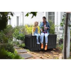 Keter Kentwood Outdoor Garden Storage Box 350L - Graphite 2 Keter Kentwood Outdoor Garden Storage Box 350L - Graphite -Deals Furniture Store 12885762 2124899008544693