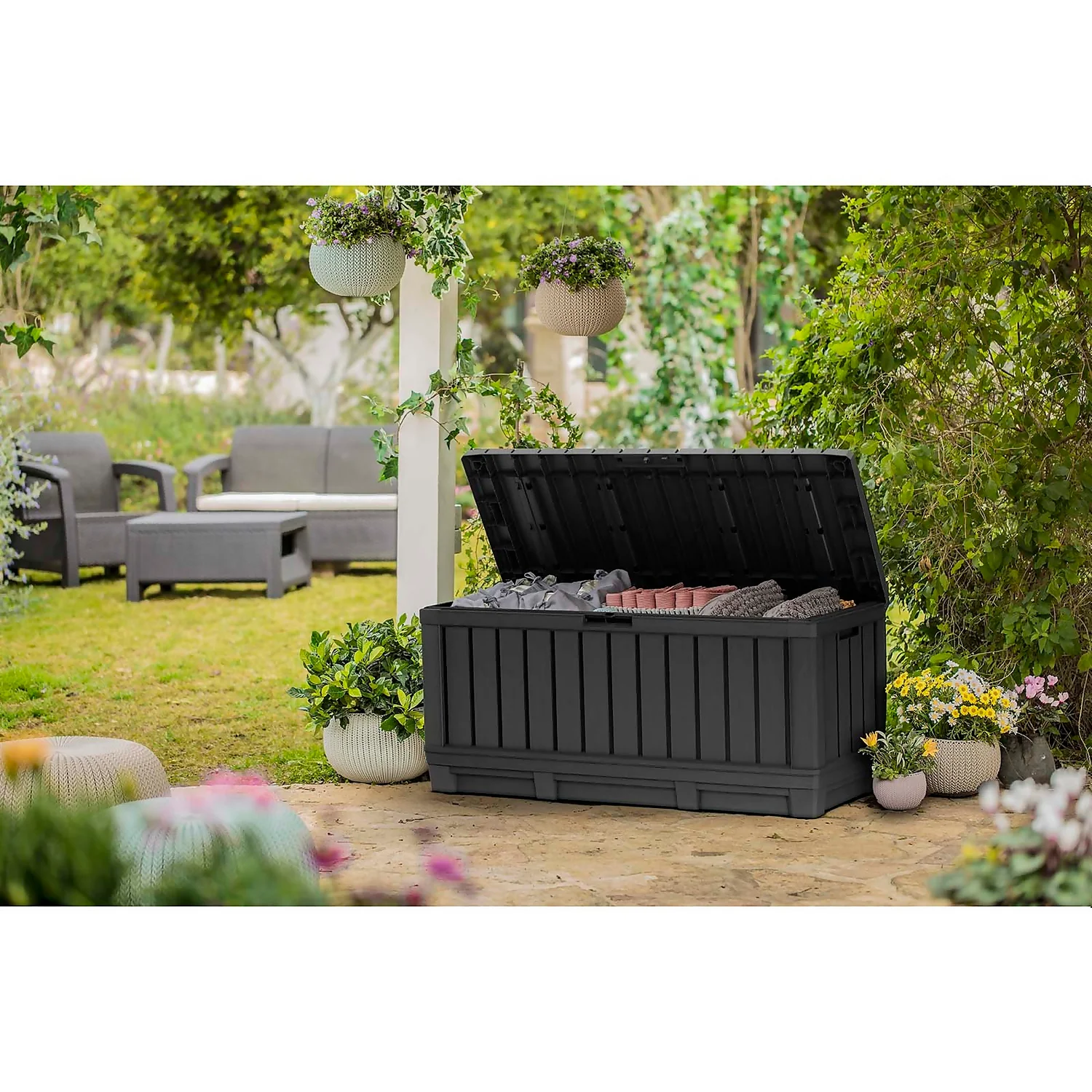 Keter Kentwood Outdoor Garden Storage Box 350L - Graphite Keter Kentwood Outdoor Garden Storage Box 350L - Graphite -Deals Furniture Store 12885762 5864899008338845