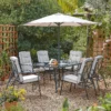Rowly 6 Seater Garden Dining Set With Parasol
