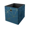 Clever Cube Velvet Geometric Insert - Smokey Blue & Gold