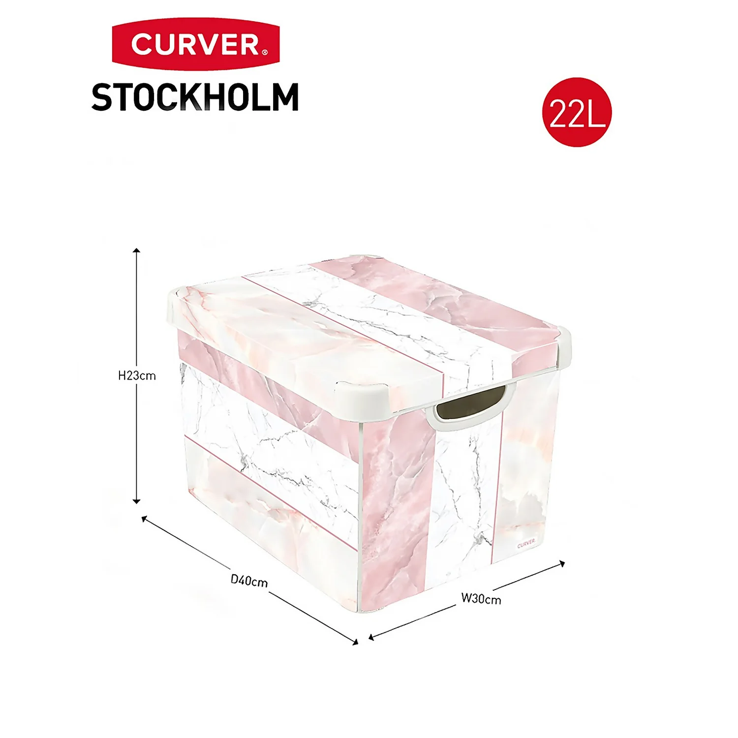Curver Stockholm Mixed Marble Deco Storage Box - Pink & White 22L Curver Stockholm Mixed Marble Deco Storage Box - Pink & White 22L -Deals Furniture Store 13148481 2094896660314901