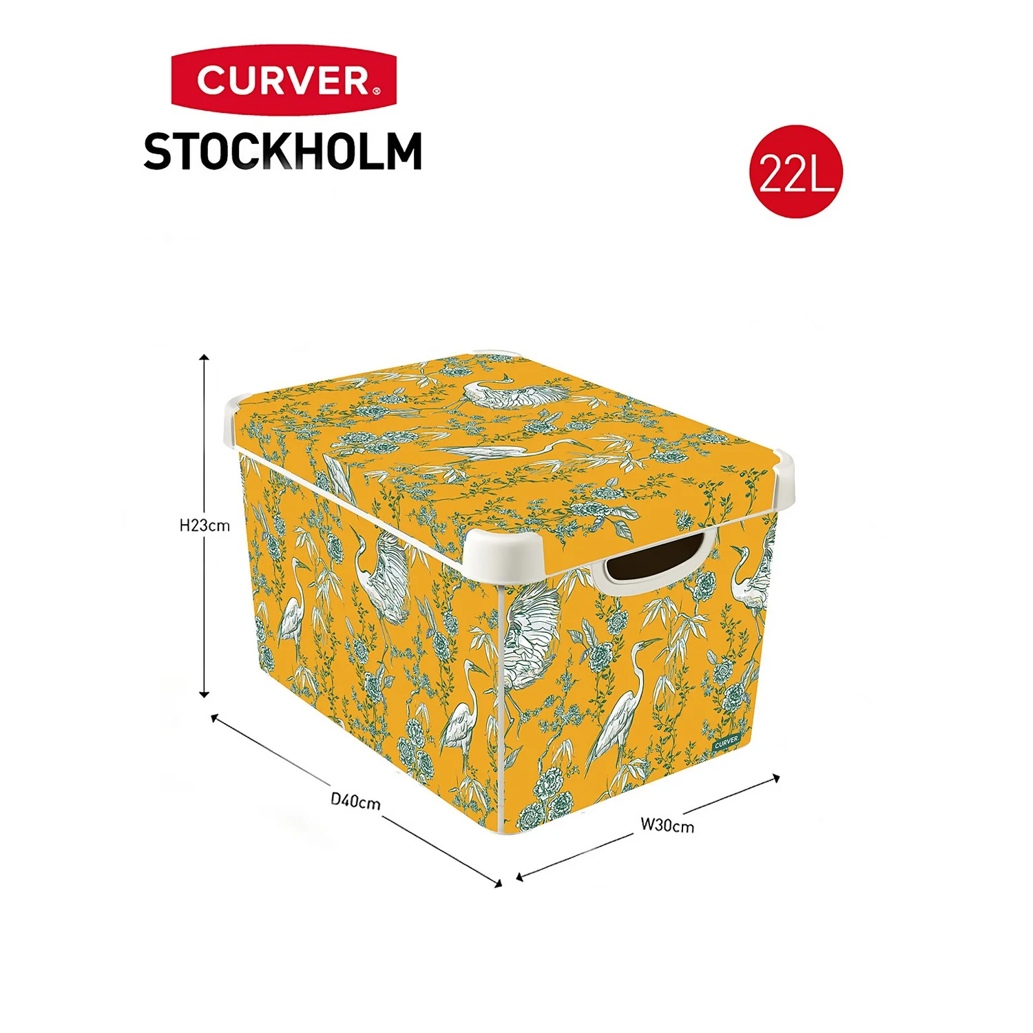 Curver Stockholm Stork Deco Storage Box - Yellow - 22L Curver Stockholm Stork Deco Storage Box - Yellow - 22L -Deals Furniture Store 13169628 7774898511971226