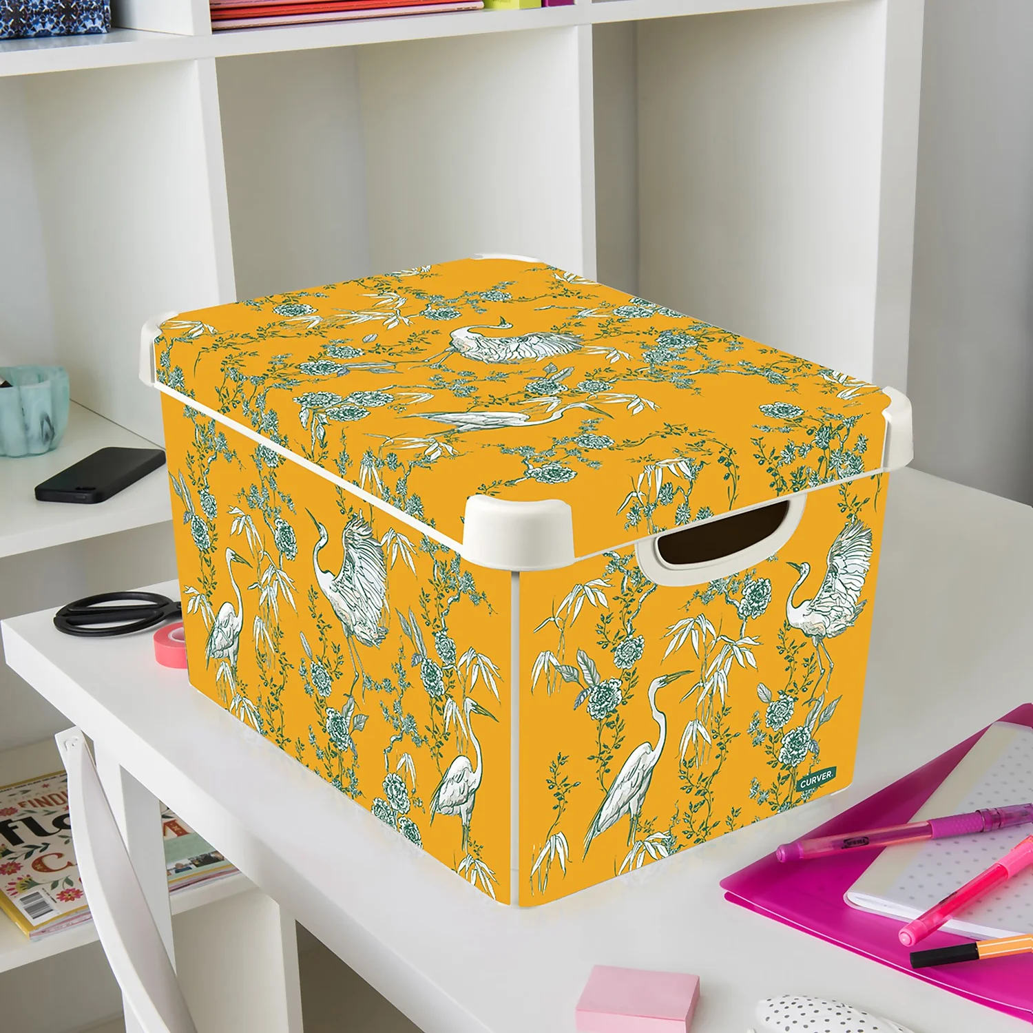 Curver Stockholm Stork Deco Storage Box - Yellow - 22L Curver Stockholm Stork Deco Storage Box - Yellow - 22L -Deals Furniture Store 13169628 8344907597746206