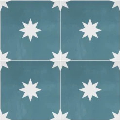 Country Living Starry Skies Peacock Teal Porcelain Wall & Floor Tile - 200 X 200mm - 0.52sqm Pack -Deals Furniture Store 13220582 1524916607678903
