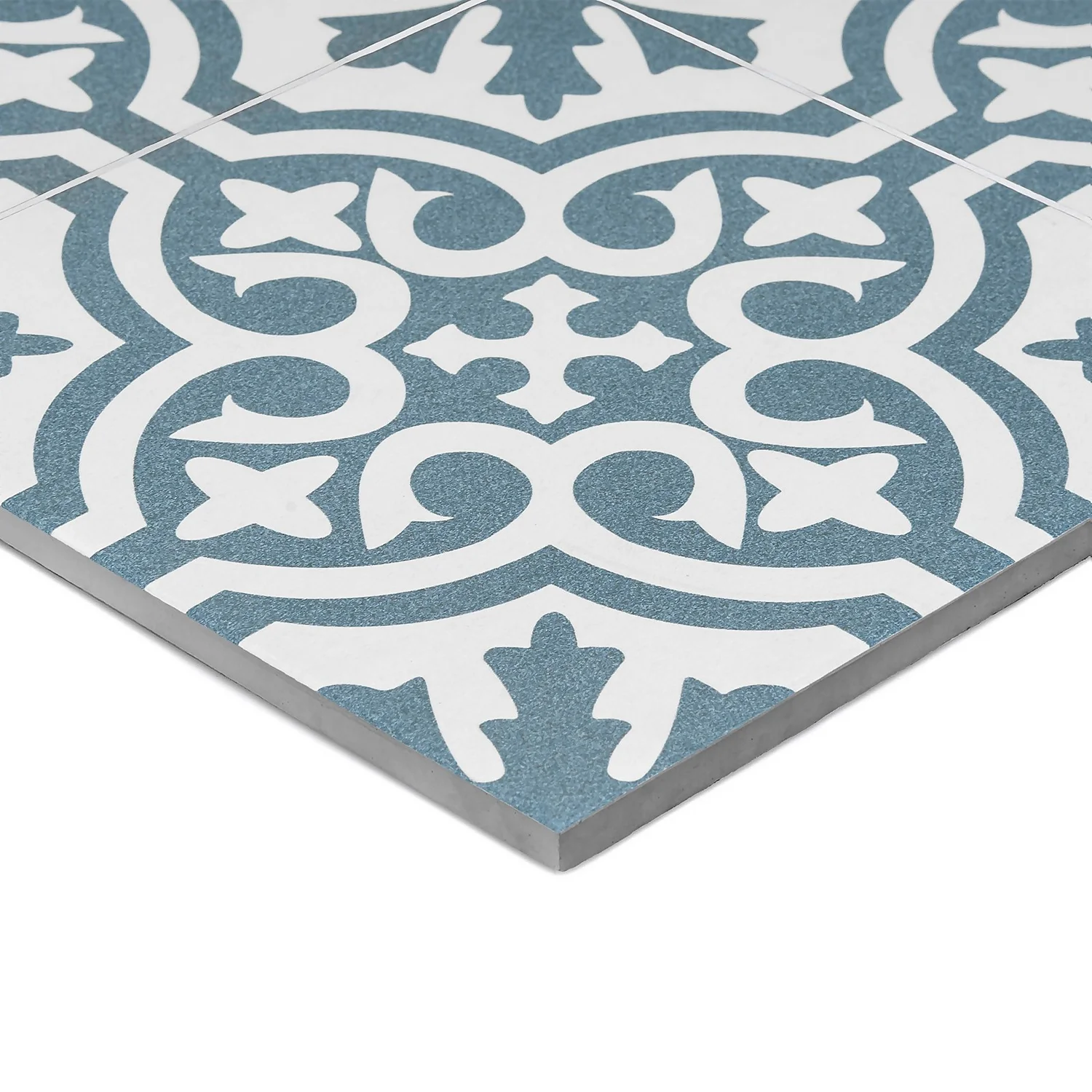 Fiore Teal / White Victorian Pre-scored Porcelain Wall & Floor Tile 450 x 450mm - 1.42sqm Pack Fiore Teal / White Victorian Pre-scored Porcelain Wall & Floor Tile 450 X 450mm - 1.42sqm Pack -Deals Furniture Store 13220597 4174916350020462