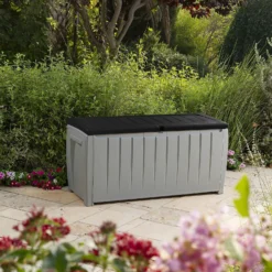 Keter Ace Outdoor Garden Storage Box 124 X 55 X 62.5 Cm - Grey And Black -Deals Furniture Store 13432924 5964947994547391