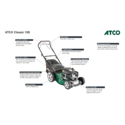 Atco 139cc Classic 18S Petrol Lawn Mower - 46cm -Deals Furniture Store 13483565 1664929335782785