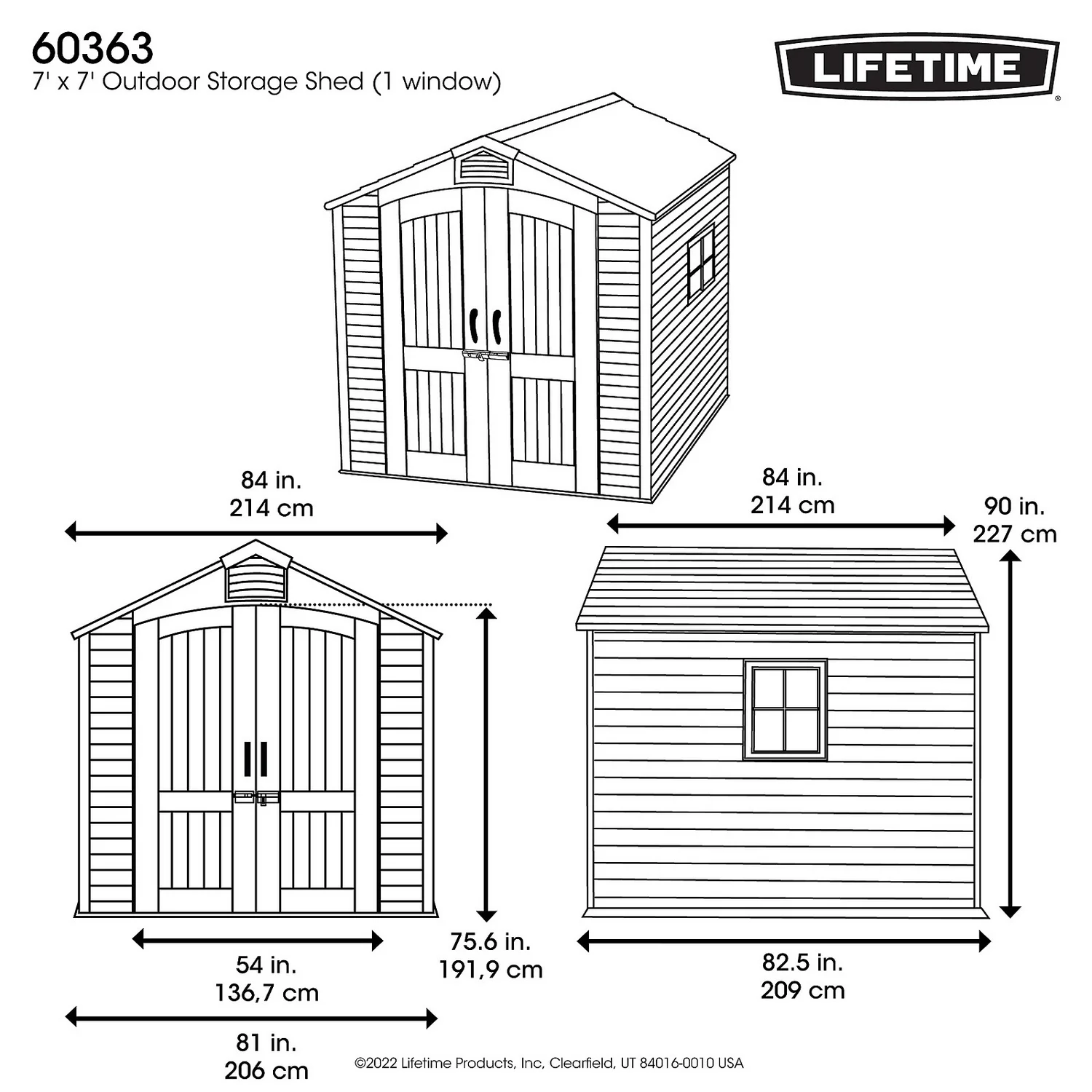 Lifetime 7x7ft Outdoor Storage Shed - Rough-Cut Grey Lifetime 7x7ft Outdoor Storage Shed - Rough-Cut Grey -Deals Furniture Store 13997403 1555000054831001