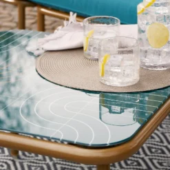 Omari Metal Garden Corner Sofa Set - Teal & Gold -Deals Furniture Store 14005699 4965022704578830