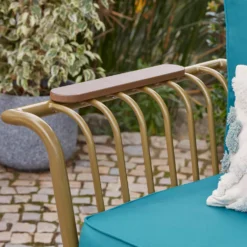 Omari Metal Garden Corner Sofa Set - Teal & Gold -Deals Furniture Store 14005699 6155022704468337