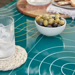 Omari Metal Garden Sofa Set - Teal & Gold -Deals Furniture Store 14005703 1275022638104623