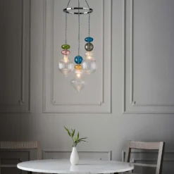 Elgin Cluster Pendant Ceiling Light - Multicoloured & Chrome 3 Elgin Cluster Pendant Ceiling Light - Multicoloured & Chrome -Deals Furniture Store 14301808 1895038439554155