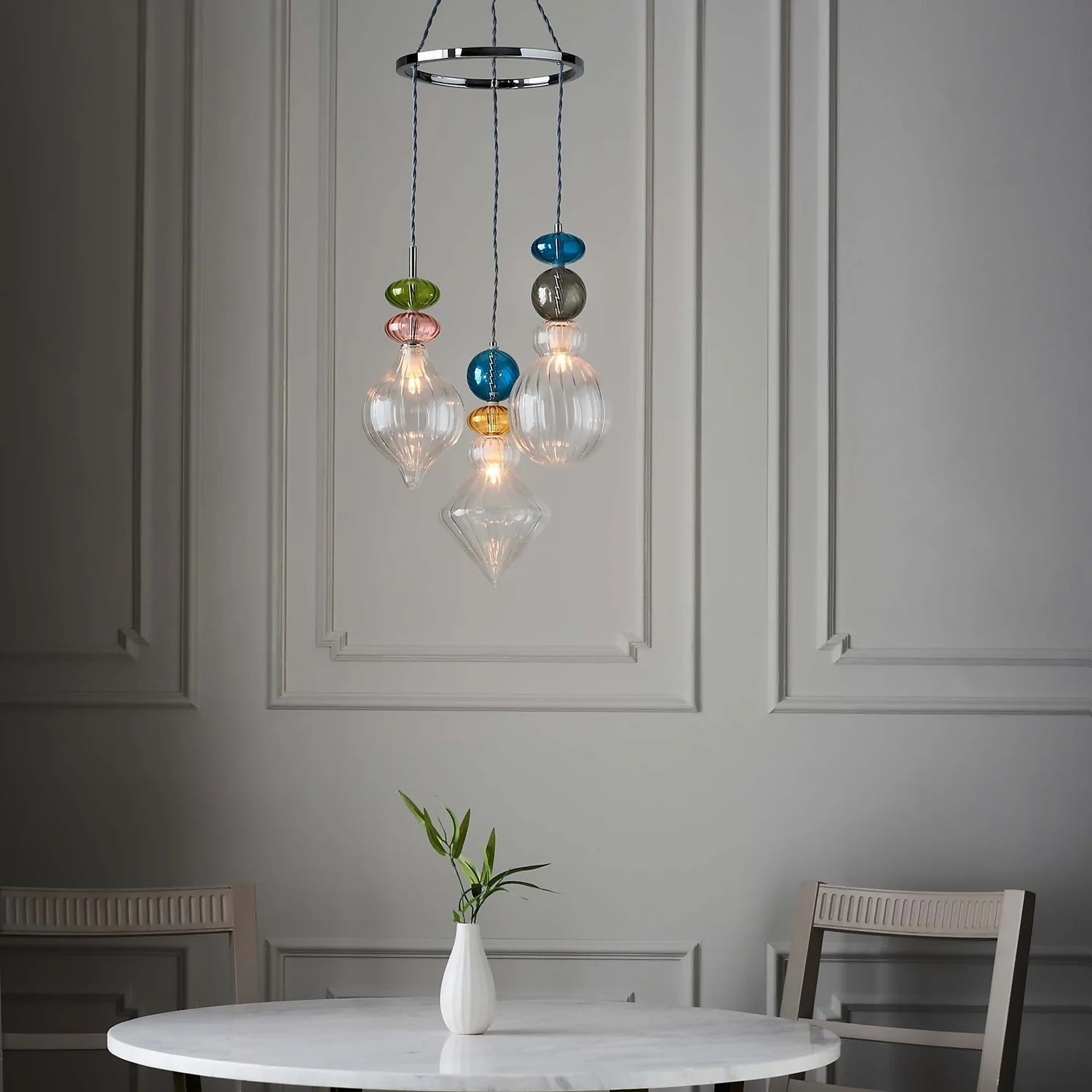 Elgin Cluster Pendant Ceiling Light - Multicoloured & Chrome Elgin Cluster Pendant Ceiling Light - Multicoloured & Chrome -Deals Furniture Store 14301808 1895038439554155