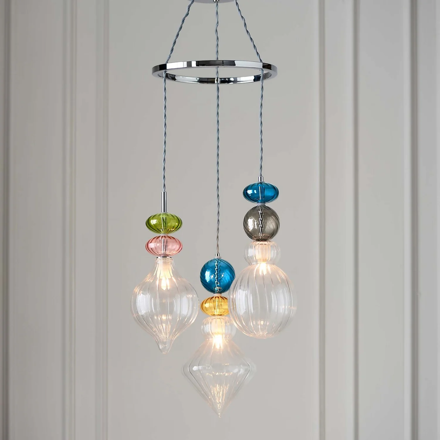 Elgin Cluster Pendant Ceiling Light - Multicoloured & Chrome Elgin Cluster Pendant Ceiling Light - Multicoloured & Chrome -Deals Furniture Store 14301808 1985038439364414