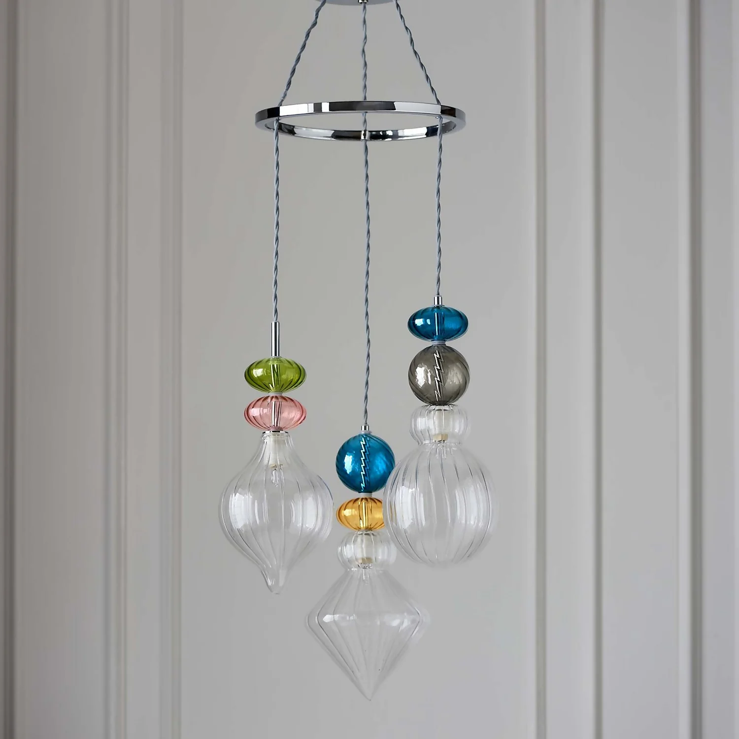 Elgin Cluster Pendant Ceiling Light - Multicoloured & Chrome Elgin Cluster Pendant Ceiling Light - Multicoloured & Chrome -Deals Furniture Store 14301808 7615038439510022