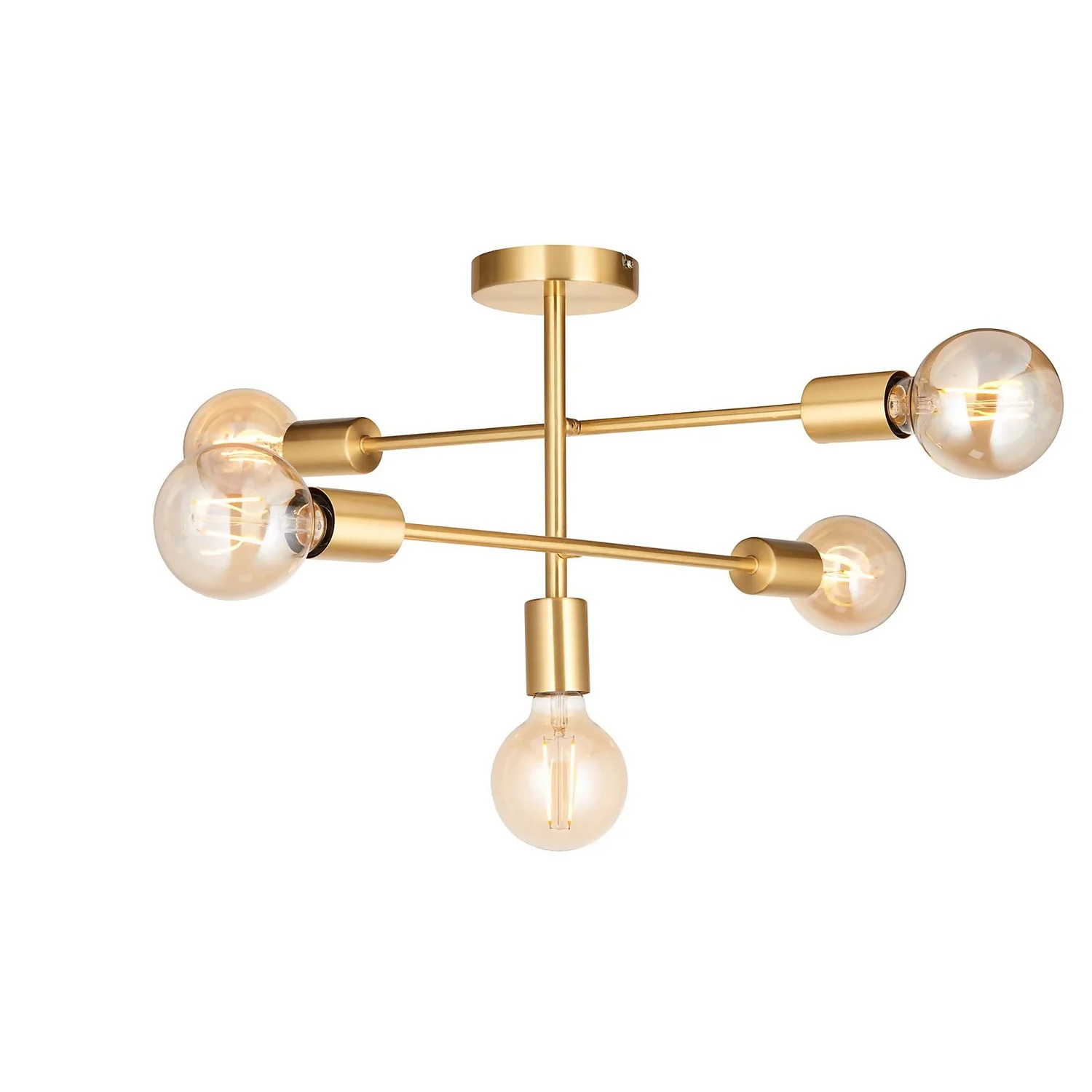 Logie Semi Flush Ceiling Light - Brass Effect Logie Semi Flush Ceiling Light - Brass Effect -Deals Furniture Store 14301818 1635038438813323