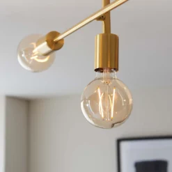 Logie Semi Flush Ceiling Light - Brass Effect 6 Logie Semi Flush Ceiling Light - Brass Effect -Deals Furniture Store 14301818 6885038439112603